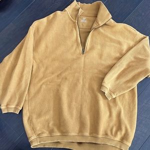 Aerie Half Zip Ribbed Sweatshirt Oversized, Medium